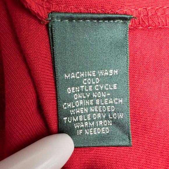 Lauren Ralph Lauren Cotton Long Sleeve Button Shoulder Tee Womens Small Red - Picture 11 of 11